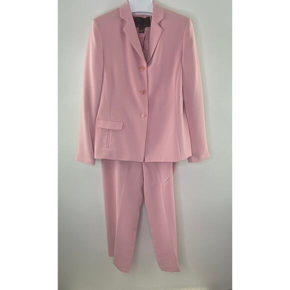 New $336 YANSI FUGEL Womens Pink Pant Suit SMALL 8 Jacket...